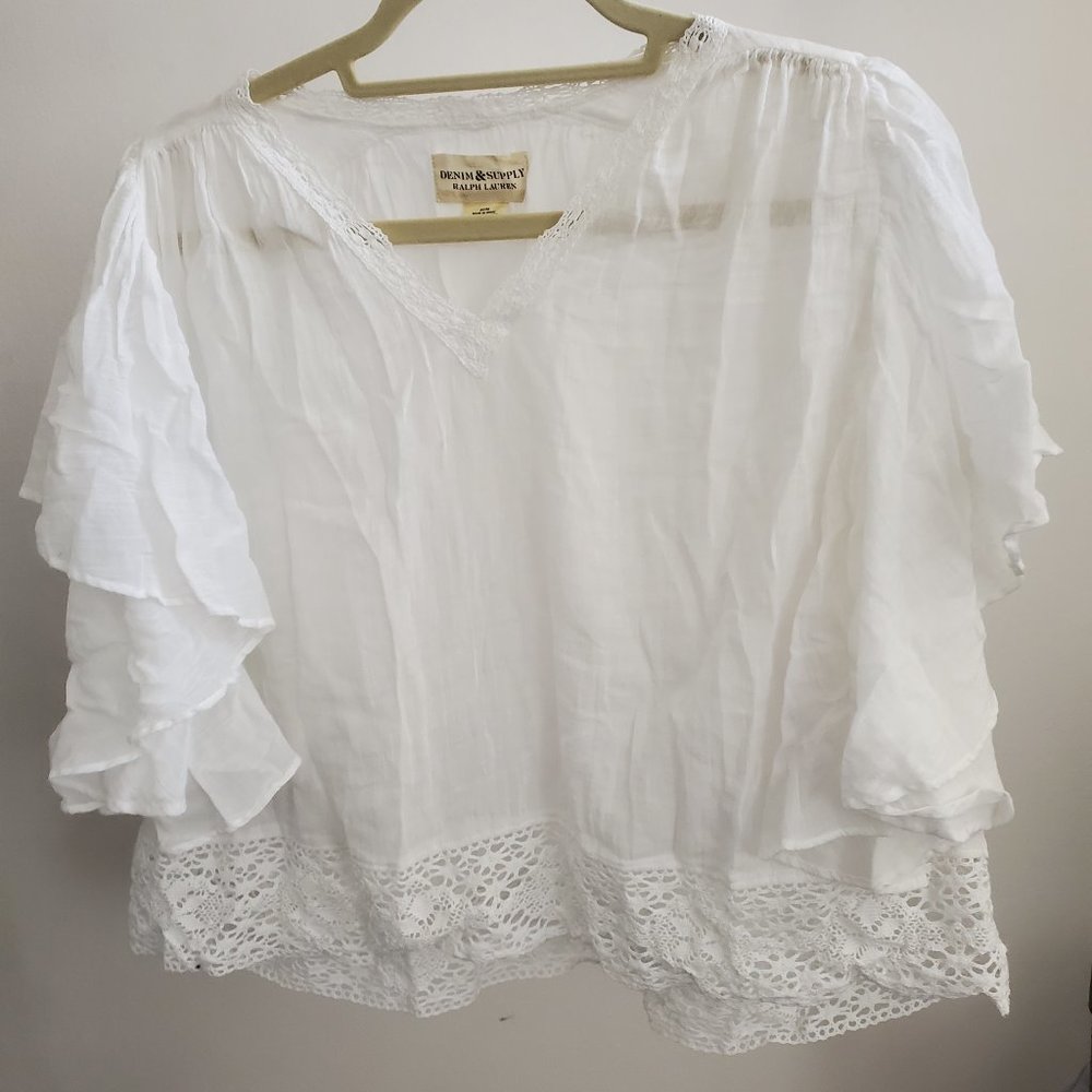 NWT White lace boho crop top - Medium